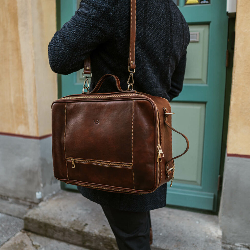 10x nahast seljakott kaamerakott reisikott pruun õlal