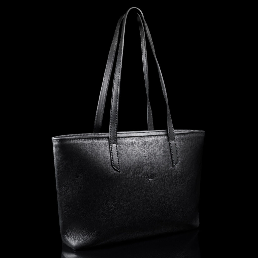 Nahast Tote Bag naiste Kaekott must