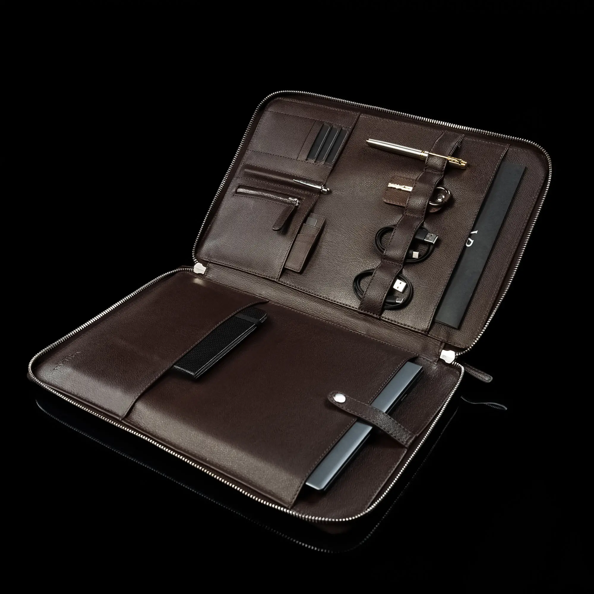 Well Organized nahast arvuti ja dokumendikott pruun sulearvutilahter sisu macbook korraldaja kott