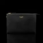 von baer clutch vaike naiste nahast käekott must croc eestvaade