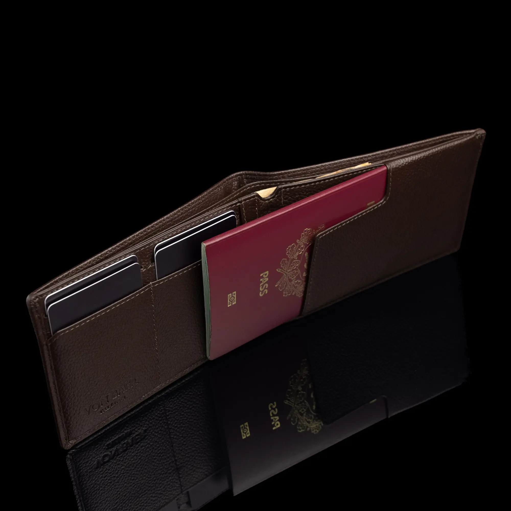 von baer luksuslik nahast pass portmonee reisi jaoks pruun passiga