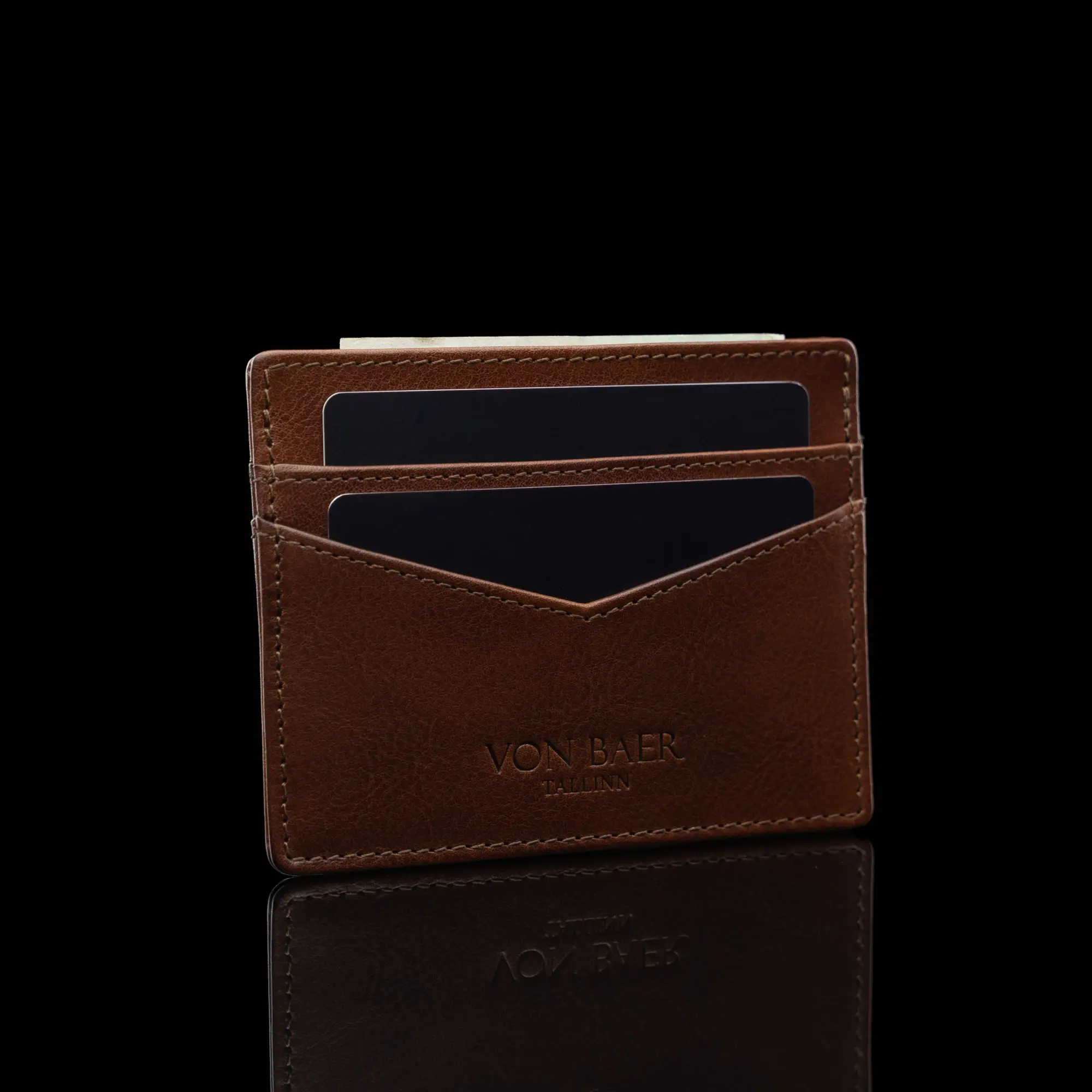 von baer minimalist superiore meeste nahast kaarditasku pruun rahakott meestele eestvaade praktiline kingitus